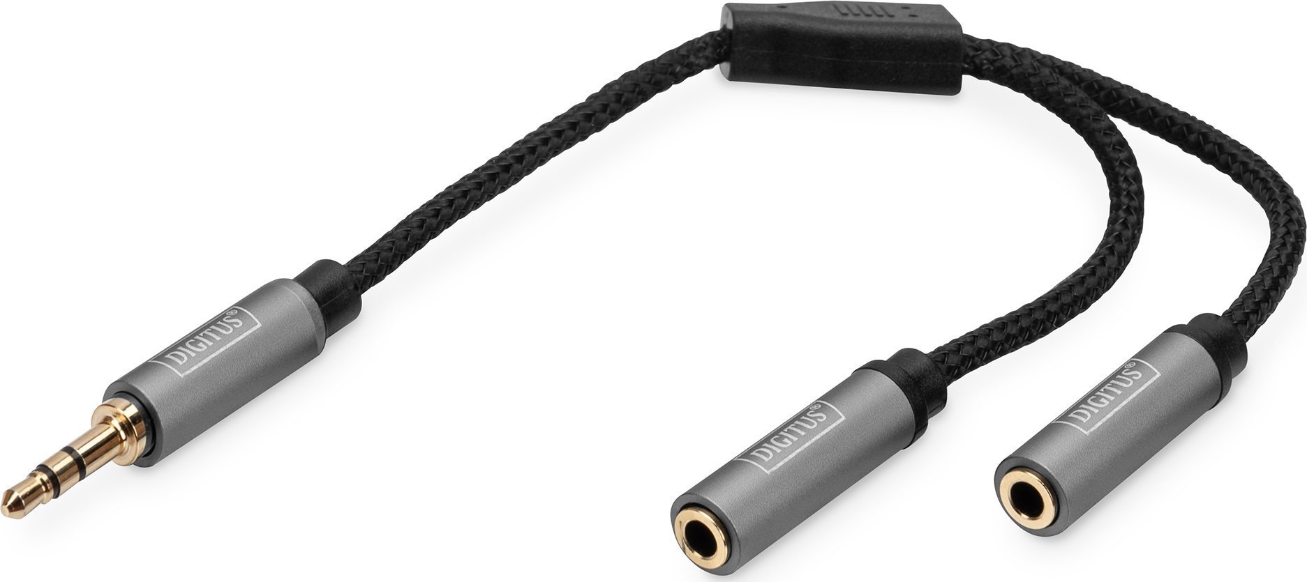 Cablu Digitus Cable splitter adaptor audio DIGITUS PREMIUM MiniJack 3,5 mm /2x 3,5 mm MiniJack M/F nylon 0,2 m