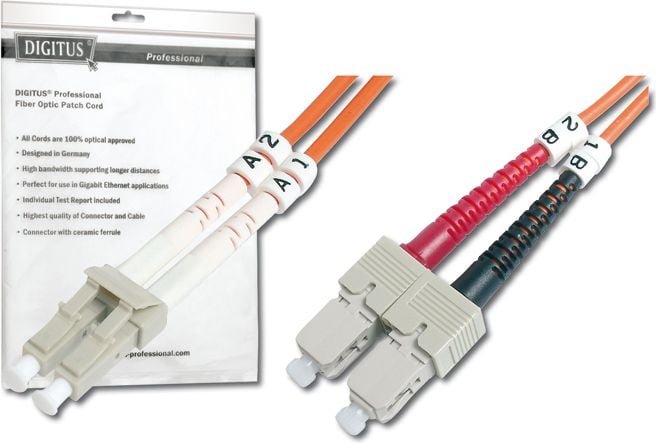 Cablu digitus fibre optice patch-uri duplex MM 50/125 OM2 LC-SC, 1M, 15 LSG (DK-2532-01)