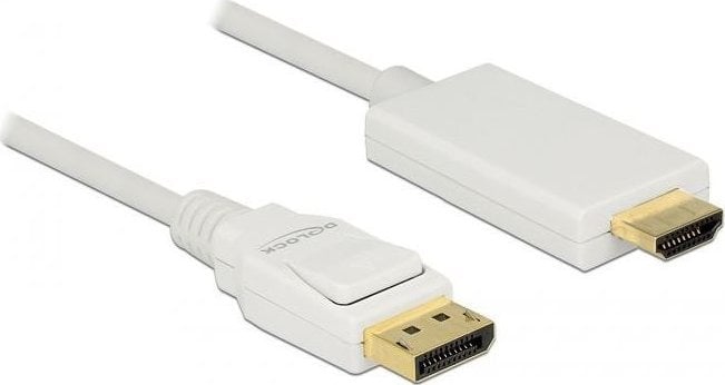 Cablu Displayport 1.2 tata - High Speed HDMI-A tata pasiv 4K, 2m; Delock, Alb