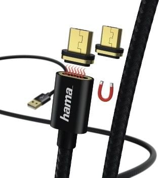 Cabluri - Cablu Hama incarcare/date micro-usb, magnetic, 1m, Negru