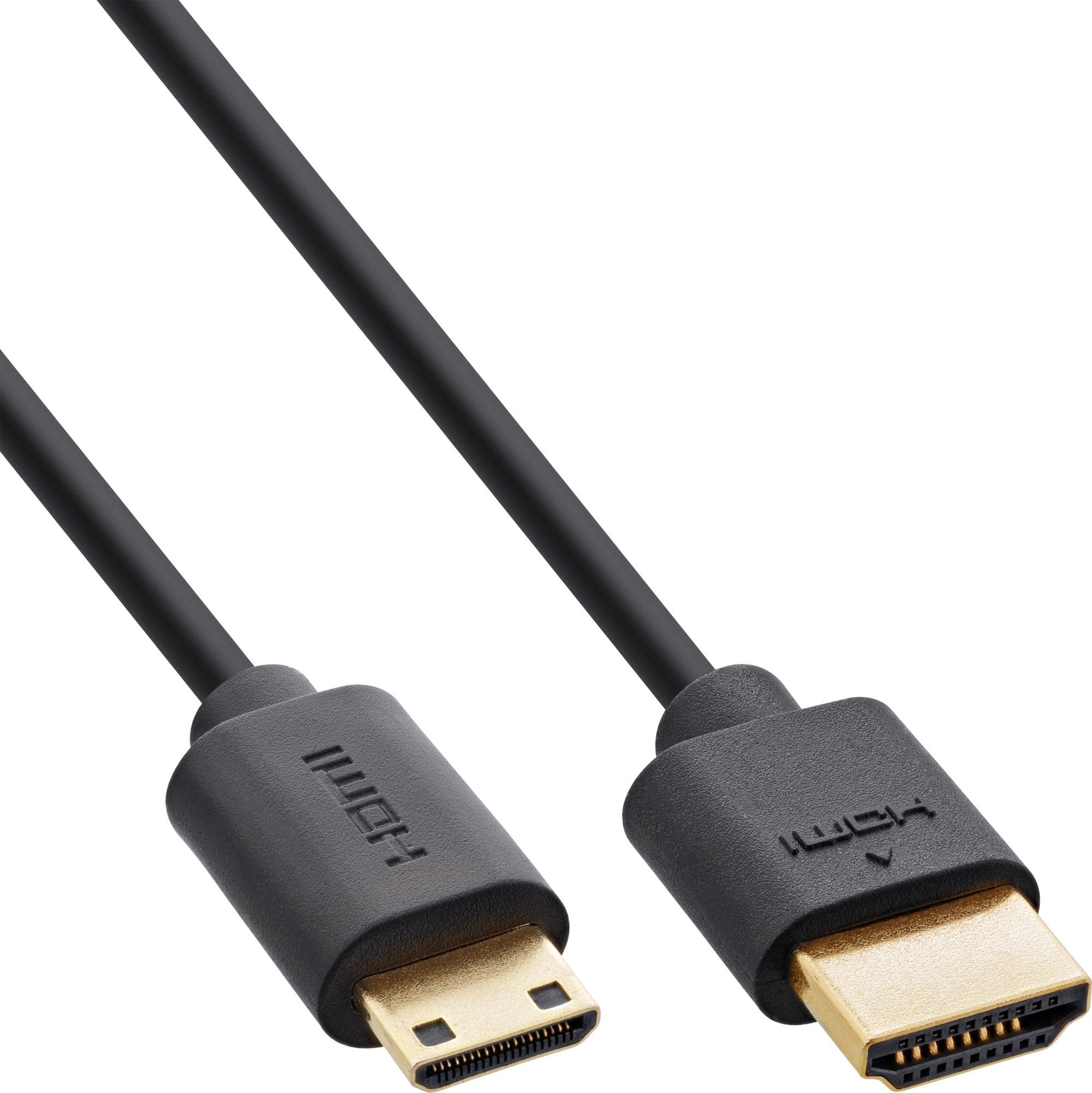 Cablu HDMI InLine InLine® subțire de ultra mare viteză AM/CM (mini) placat cu aur 8K4K negru 1m