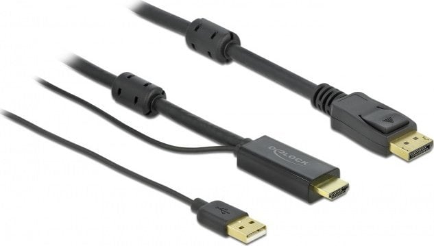 Cablu HDMI la DisplayPort 4K30Hz cu alimentare USB T-T 2m, Delock 85964