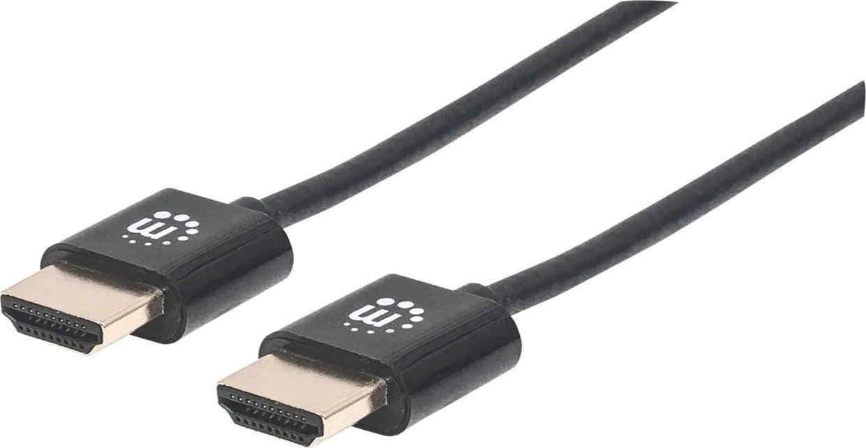 Cablu HDMI tata - HDMI tata, ultra subtire, 1M, Manhattan, Negru , ICOC HDMI-SLM-010