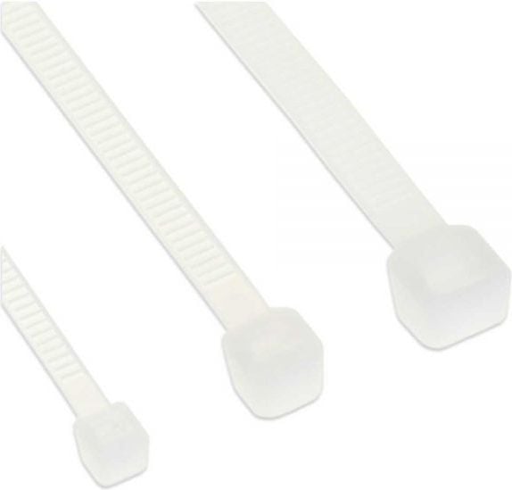 Cablu inline Curea pe cabluri, 100 mm lungime, latime 2,5 mm, alb, 100 de bucati (59964)