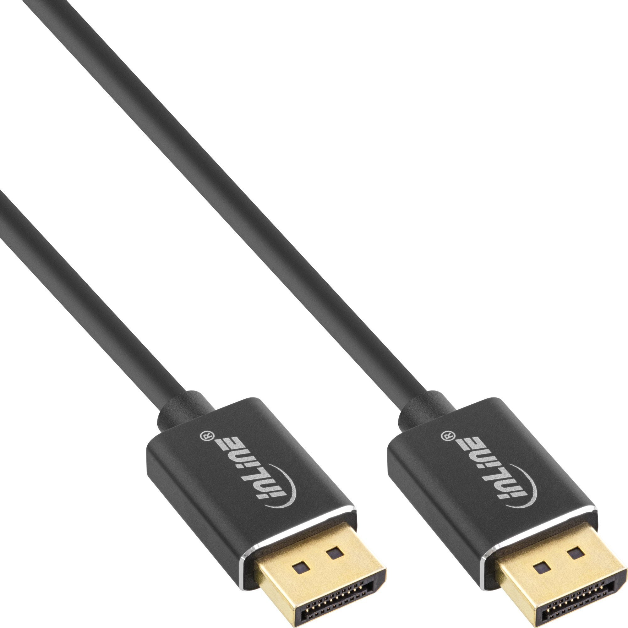 Cablu InLine InLine® DisplayPort 1.4, subțire, 8K4K, negru, auriu, 0,5 m