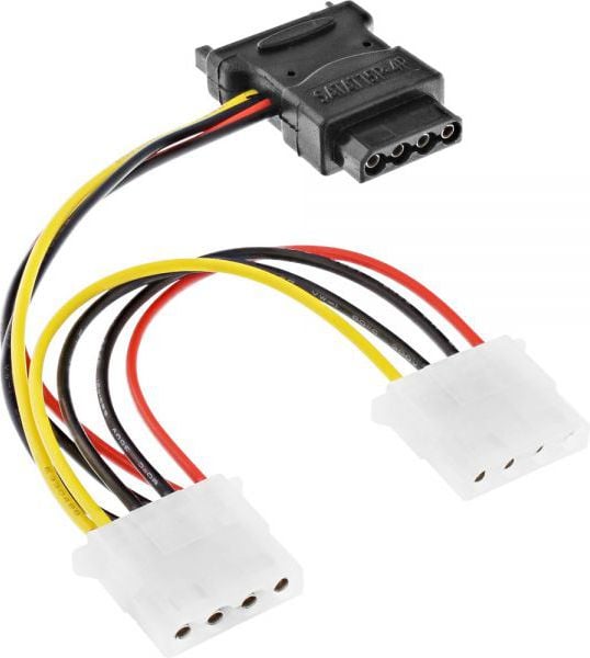 Cablu inline Kabel Zasilający SATA żeński - 3x 4 Pin Molex męski 0.15m (29679)