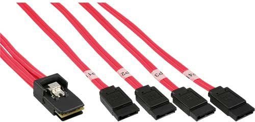 Cablu inline Mini-4 SAS SATA 0,75 m Red (27610)