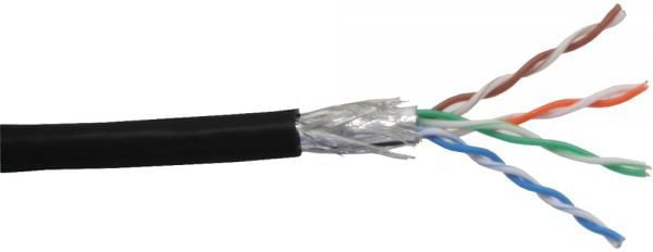 Cablu inline Retea Patch SF / UTP, Cat.5e, AWG26, CCA, PVC, negru, 100m (72099S)