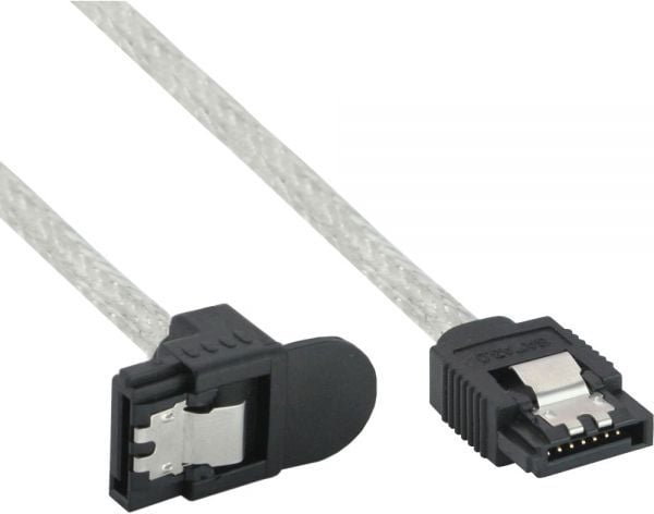 Cablu inline SATA 6 Gb/s, rotund, raționalizat, cu cleme la capete, înclinat, 0,5 m (27305X)