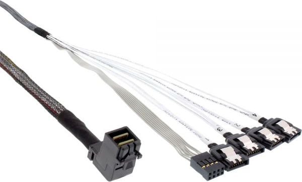 Cablu inline Unghiul de cablu Mini SAS SFF-8643 HD - 4x SATA + banda laterala 0,5M (27631)