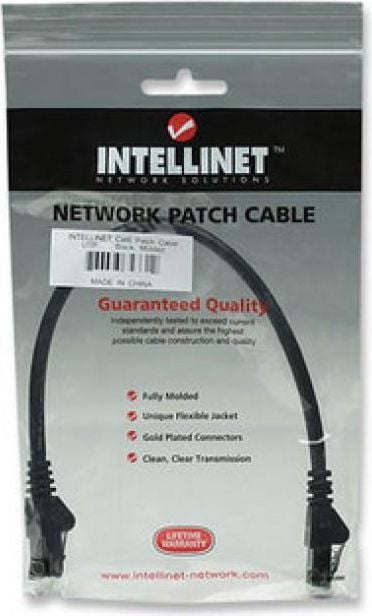 Cablu intellinet network solutions Intellinet patch cord RJ45 kat.6 UTP 0,5m negru 100% miedź (342032)