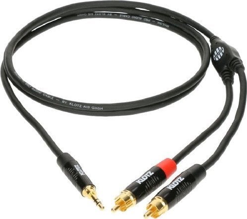 Cablu Klotz, Jack 3,5 mm - RCA (Cinch) x2, negru