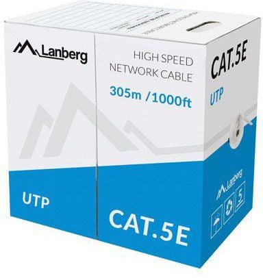 Cablu lanberg cablu de instalare UTP Cat. 5e irecuperabile CCA, 305m, gri (LCU5-11CC-0305-S)