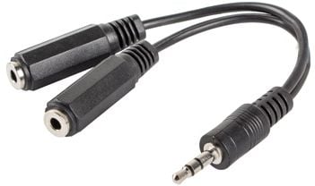 Cabluri si adaptoare - Cablu Lanberg Jack 3.5mm - Jack 3.5mm x2 0.1m negru (AD-0024-BK)
