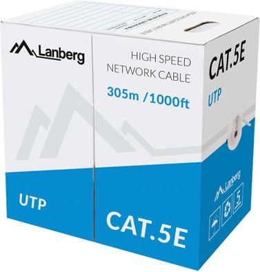 Cablu Lanberg LCU5-10CC-0305-S UTP , CCA, cat. 5e, 305m, gri