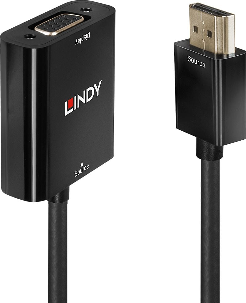 Cablu Lindy LY-38291, HDMI - VGA, 1m, Black