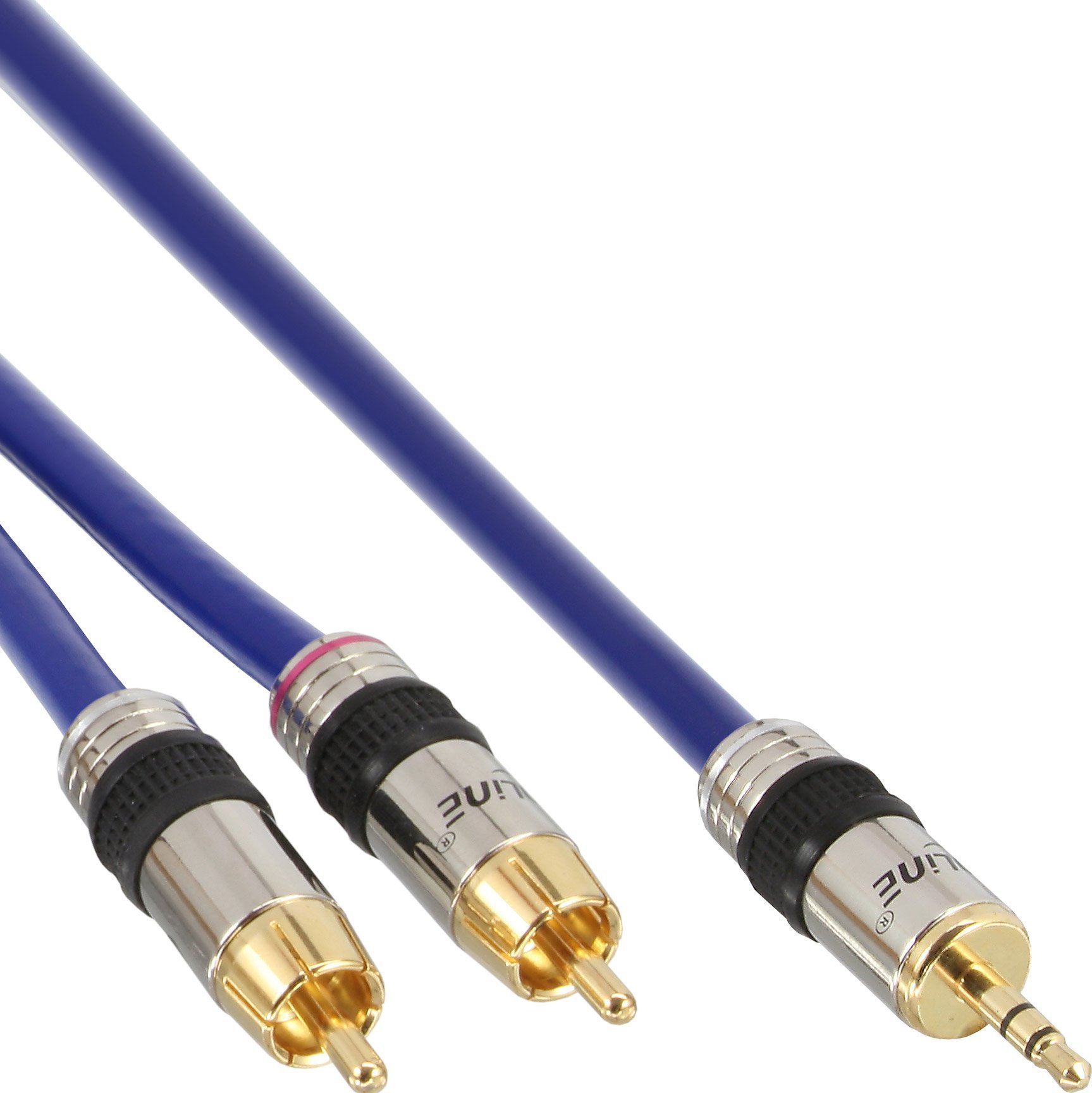 Cablu mufă InLine 3,5 mm - RCA (Cinch) x2 10 m albastru (89936P)