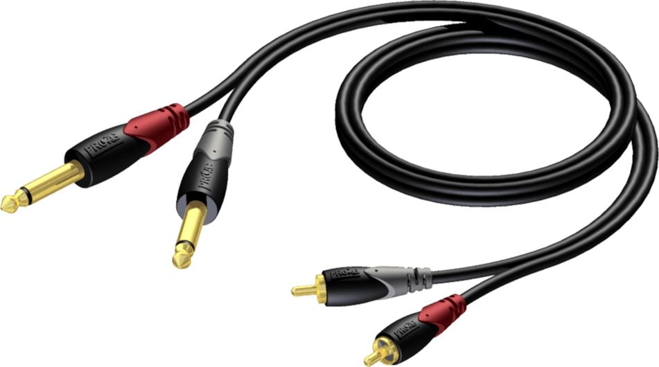 Cablu mufă Procab 6,3 mm x2 - RCA (Cinch) x2 5m negru (CLA631/5)
