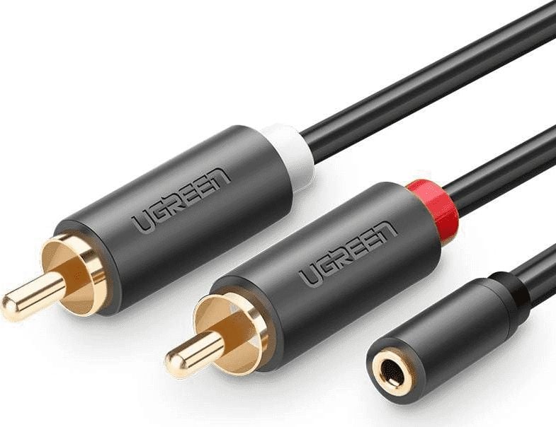 Cablu mufă Ugreen 3,5 mm - RCA (Cinch) x2 1m negru (UGR650BLK)