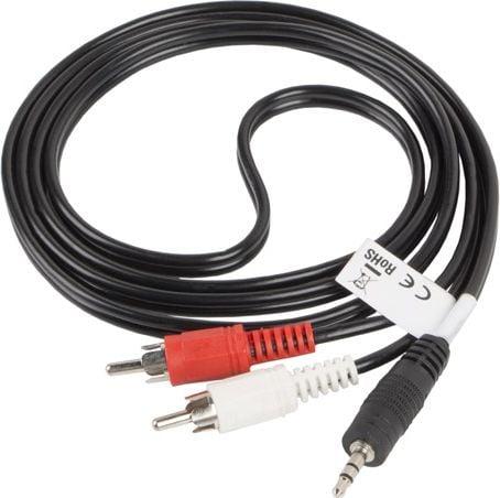 Cablu mufă Lanberg 3,5 mm - RCA (Cinch) x2 1,5 m negru (CA-MJRC-10CC-0015-BK)