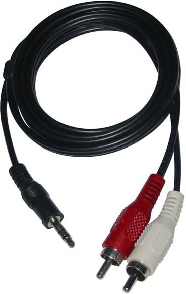 Cablu NoName, MiniJack 3,5 mm - RCA (Cinch) x2, Negru