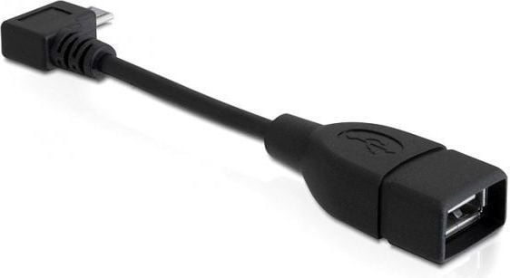Cablu OTG USB 2.0 A la micro USB B in unghi 11cm, Delock 83104