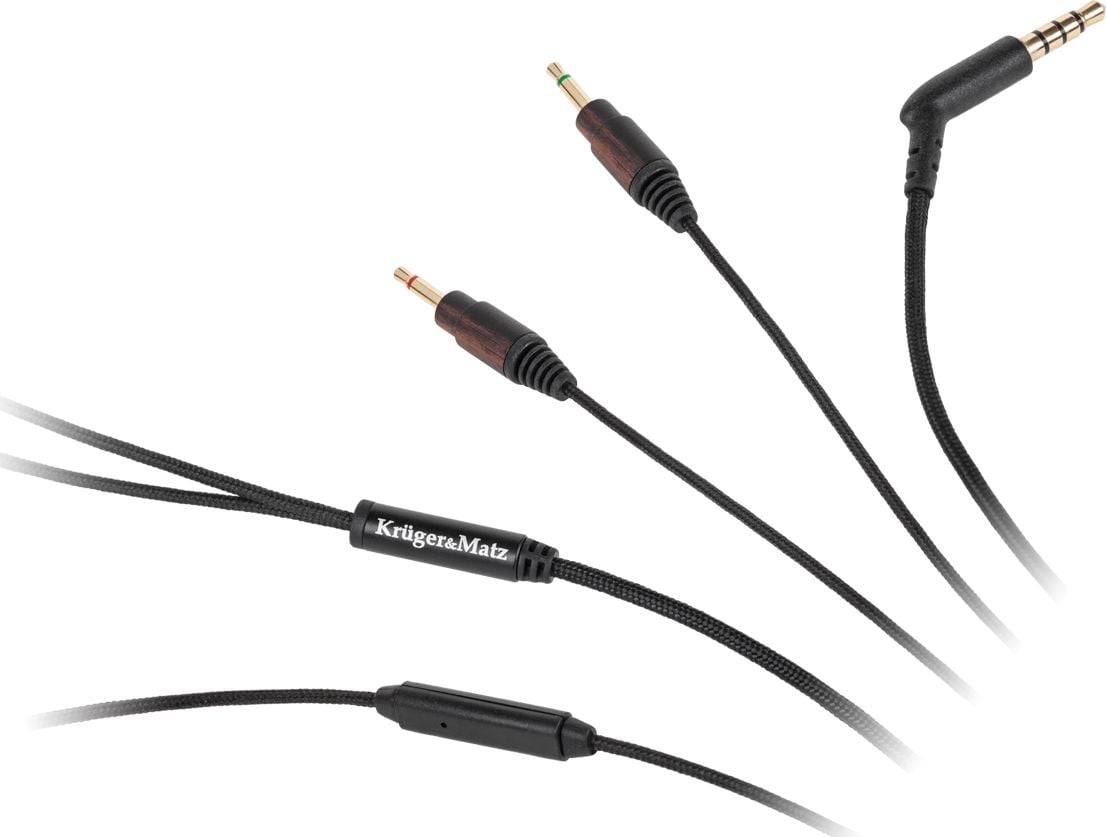 Cablu pentru casti cu microfon Kruger&Matz, jack stereo 3.5 - 2 x 2.5 mm, 1 m