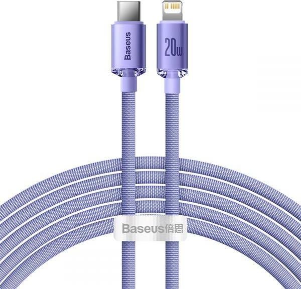 Cablu pentru incarcare si transfer de date Baseus Crystal Shine, USB Type-C/Lightning, 20W, 2m, Mov