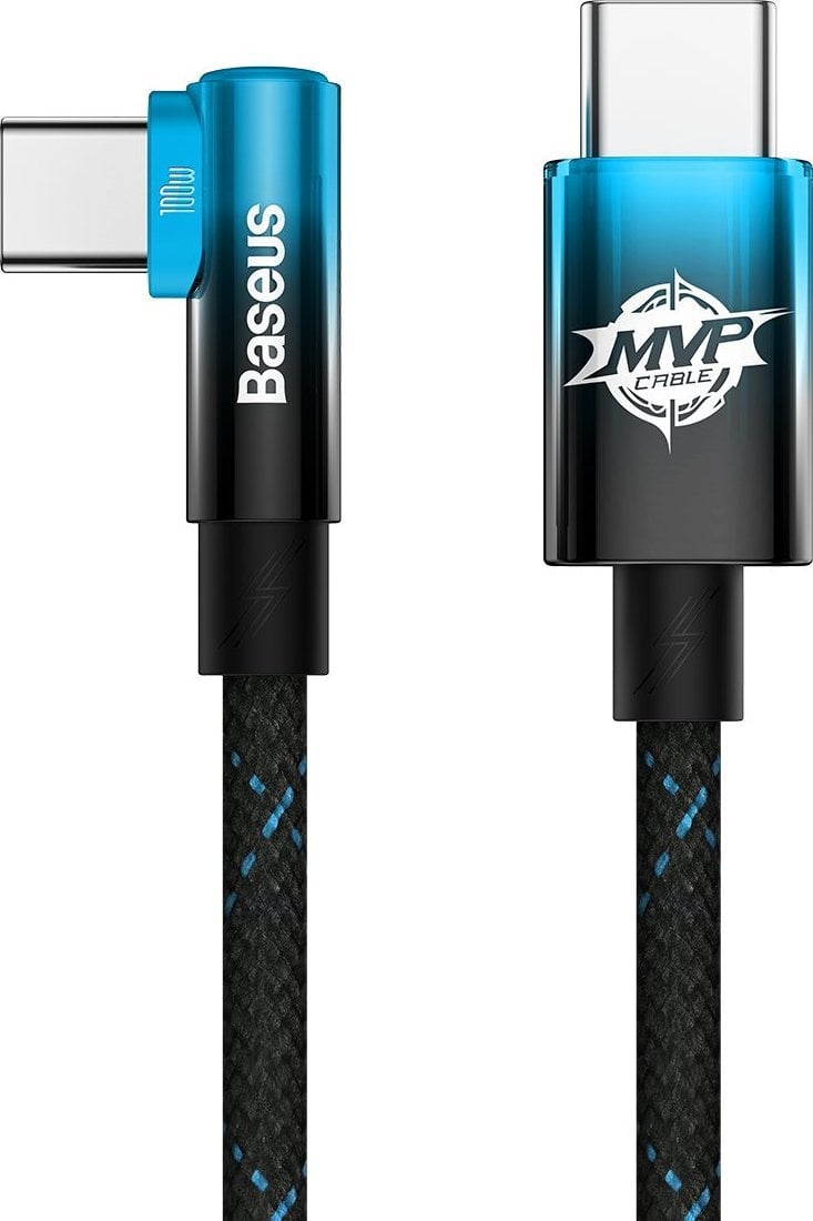 Cablu pentru incarcare si transfer de date Baseus MVP Elbow, 2x USB Type-C, Quick Charge 100W, 5A, 1m, Albastru