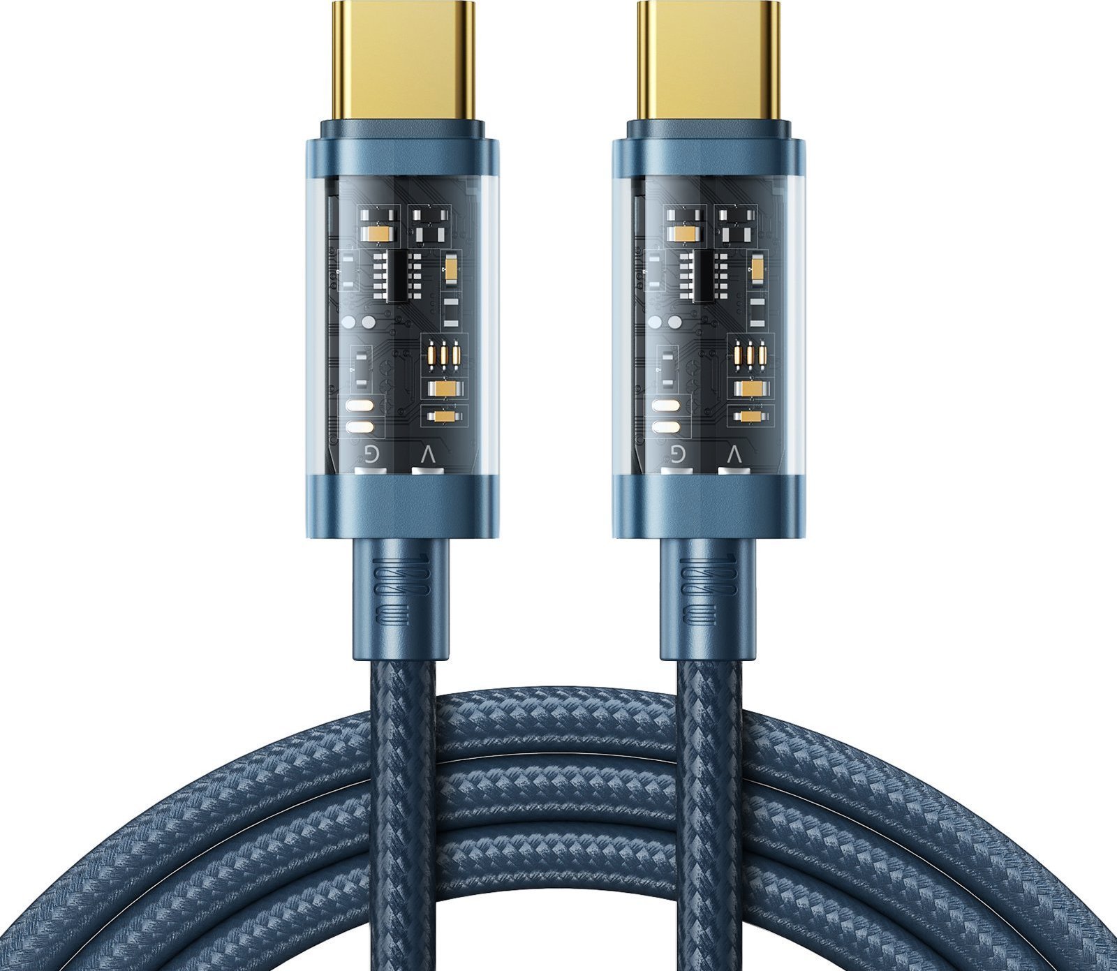 Cablu pentru incarcare si transfer de date Joyroom S-CC100A12, 2x USB Type-C, PD 100W, 1.2m, Albastru