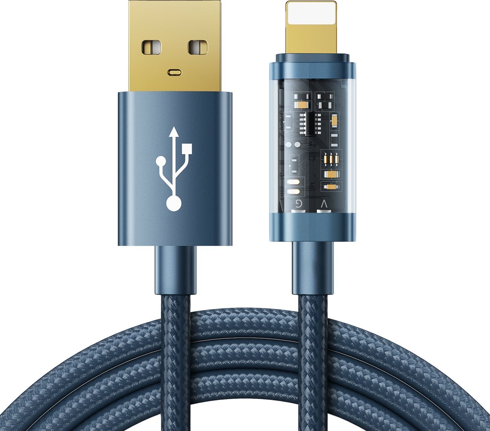 Cablu pentru incarcare si transfer de date Joyroom S-UL012A12, USB/Lightning, 2.4A, 20W, 1.2m, Albastru