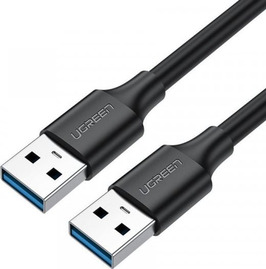 Cablu pentru transfer de date UGREEN US128, 2x USB 2.0, Nickel, 30Mbps, 5V, 25cm, Negru