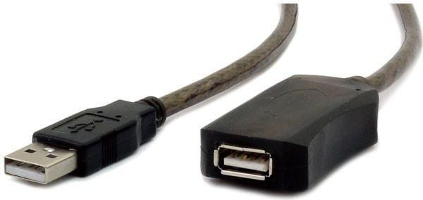 Cablu prelungitor activ USB 2.0, lungime 10 m, Cablexpert, conectori USB A tata la USB A mama, negru