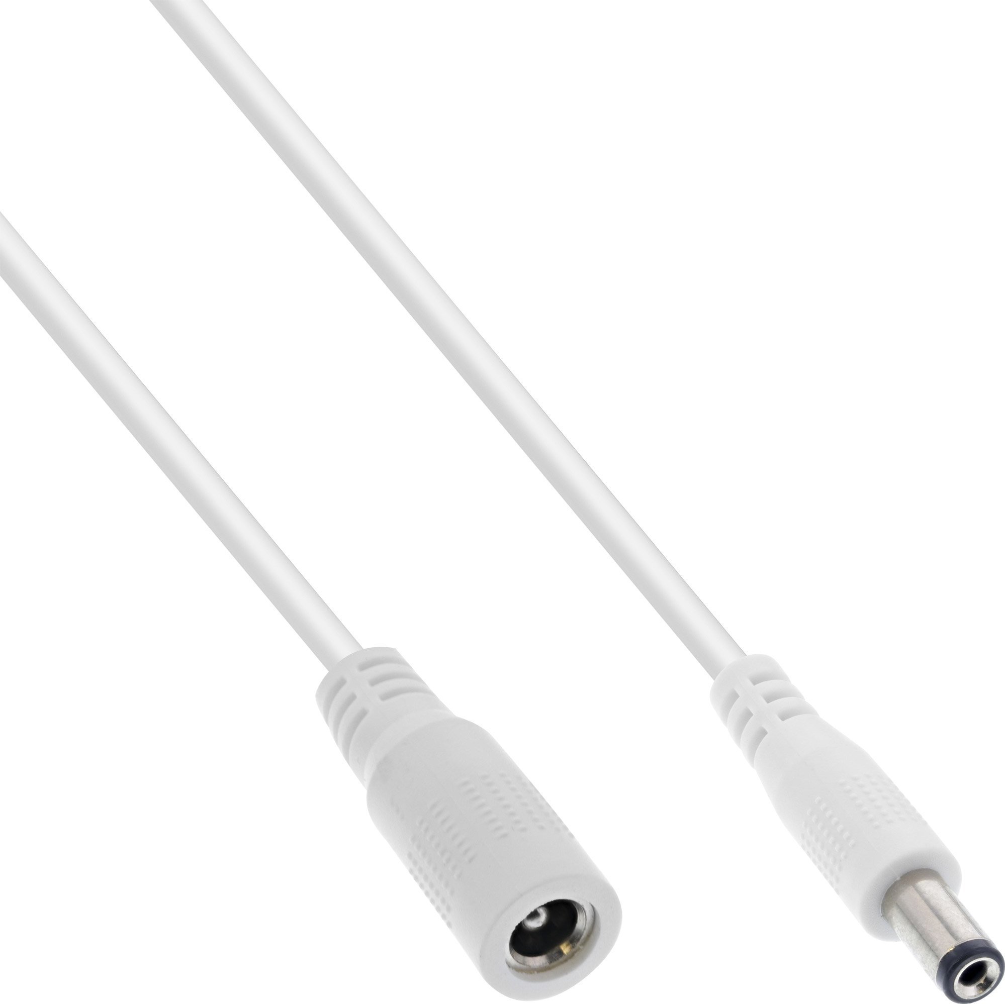 Cablu prelungitor InLine InLine® DC, mufă DC tată/femă 5,5x2,5 mm, AWG 18, alb, 2 m