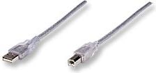 Cablu prelungitor Manhattan, USB 2.0, A-B M/M, 5m, argintiu