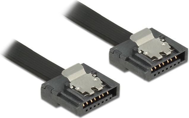 Cablu SATA FLEXI 6 Gb/s 30 cm black metal, Delock 83840