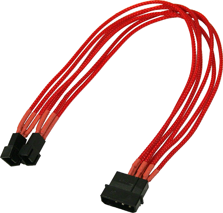 Cablu si adaptor pentru PC Nanoxia adaptor 4Pin Molex - 2x3Pin 30cm rosu (900300015)