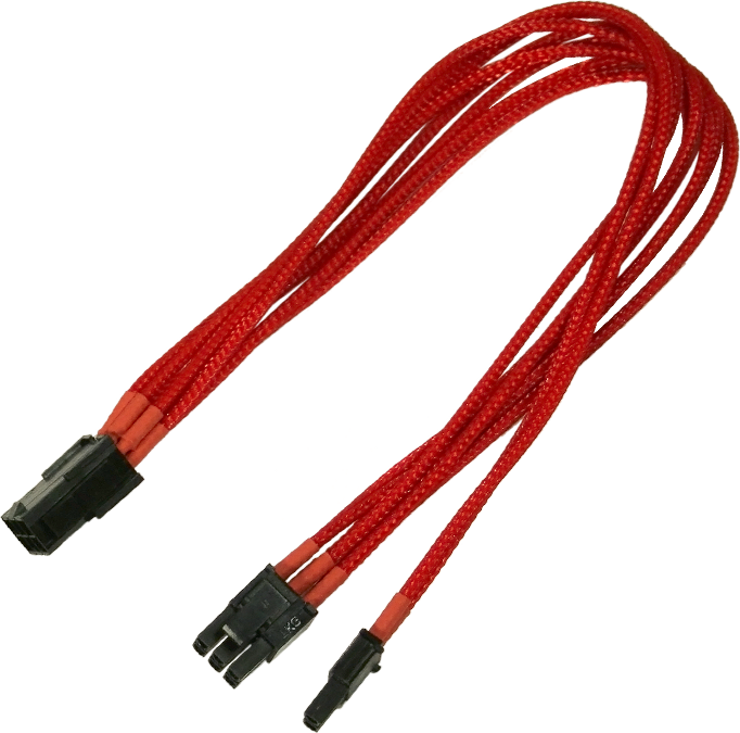 Cablu si adaptor pentru PC Nanoxia PCI-E 6 - 8-Pin(6+2) adaptor 30cm rosu (900300023)