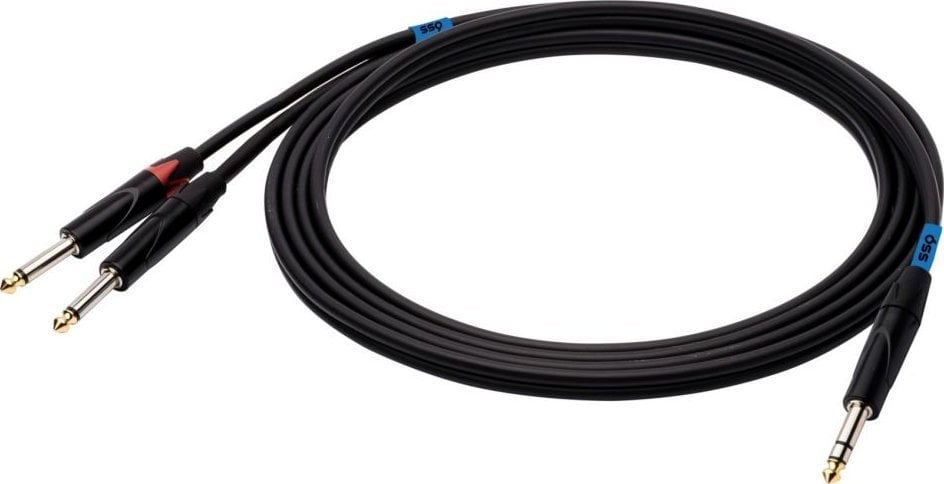 Cablu SSQ mufă 6,3 mm - mufă 6,3 mm x2 1m negru (SS-1452)