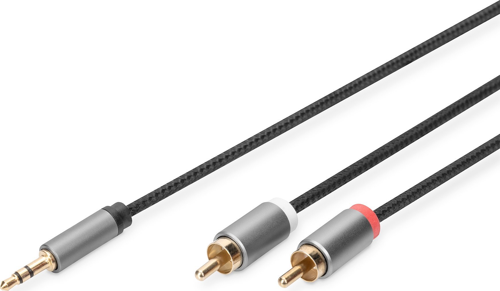 Cablu stereo Digitus Digitus 3,5 mm la 2 RCA Splitter Y, M la M DB-510330-018-S 3,5 mm stereo, 2x mufă RCA, 1,8 m