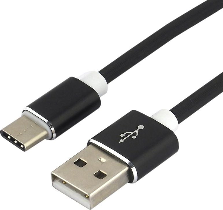 Cablu telefon everActive silicon USB la USB-C/Type-C, fast-charge, 3A, 1m, black