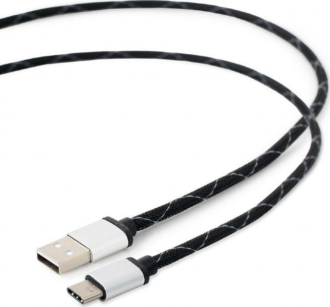 Cablu USB 2.0 la USB type C , 2.5m, Cablexpert, invelis textil impletit, in blister, negru