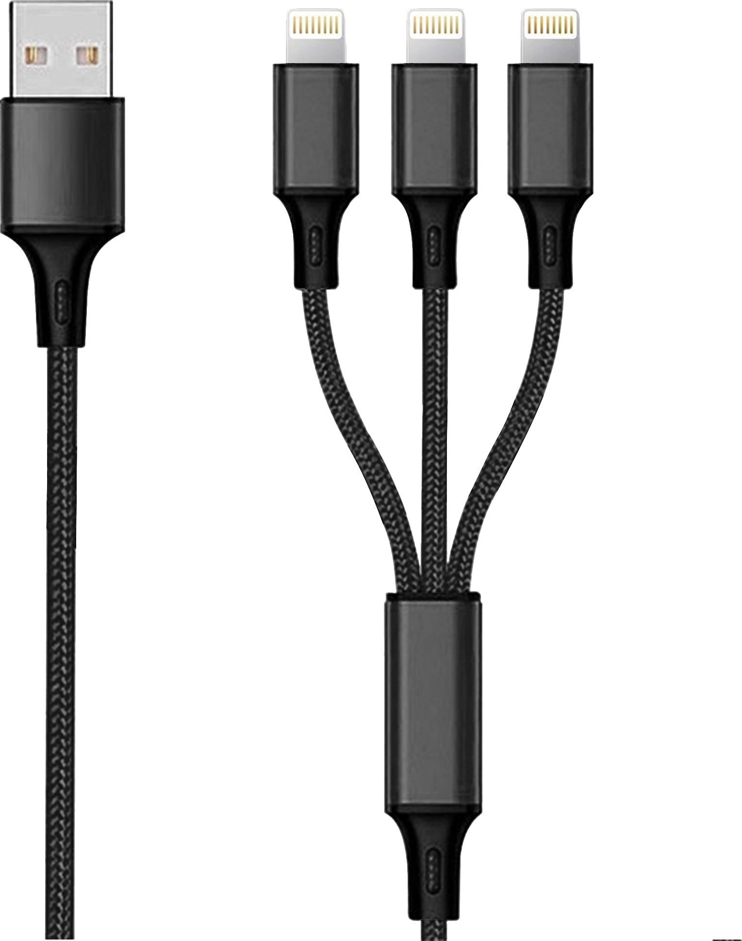 Cablu USB 2GO 2GO 3 în 1 Ladekabel - negru - 150cm pentru Apple