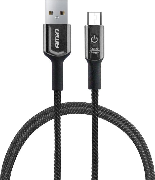 Cablu USB AMiO USB-A - microUSB 1 m Negru (AMI-02526)