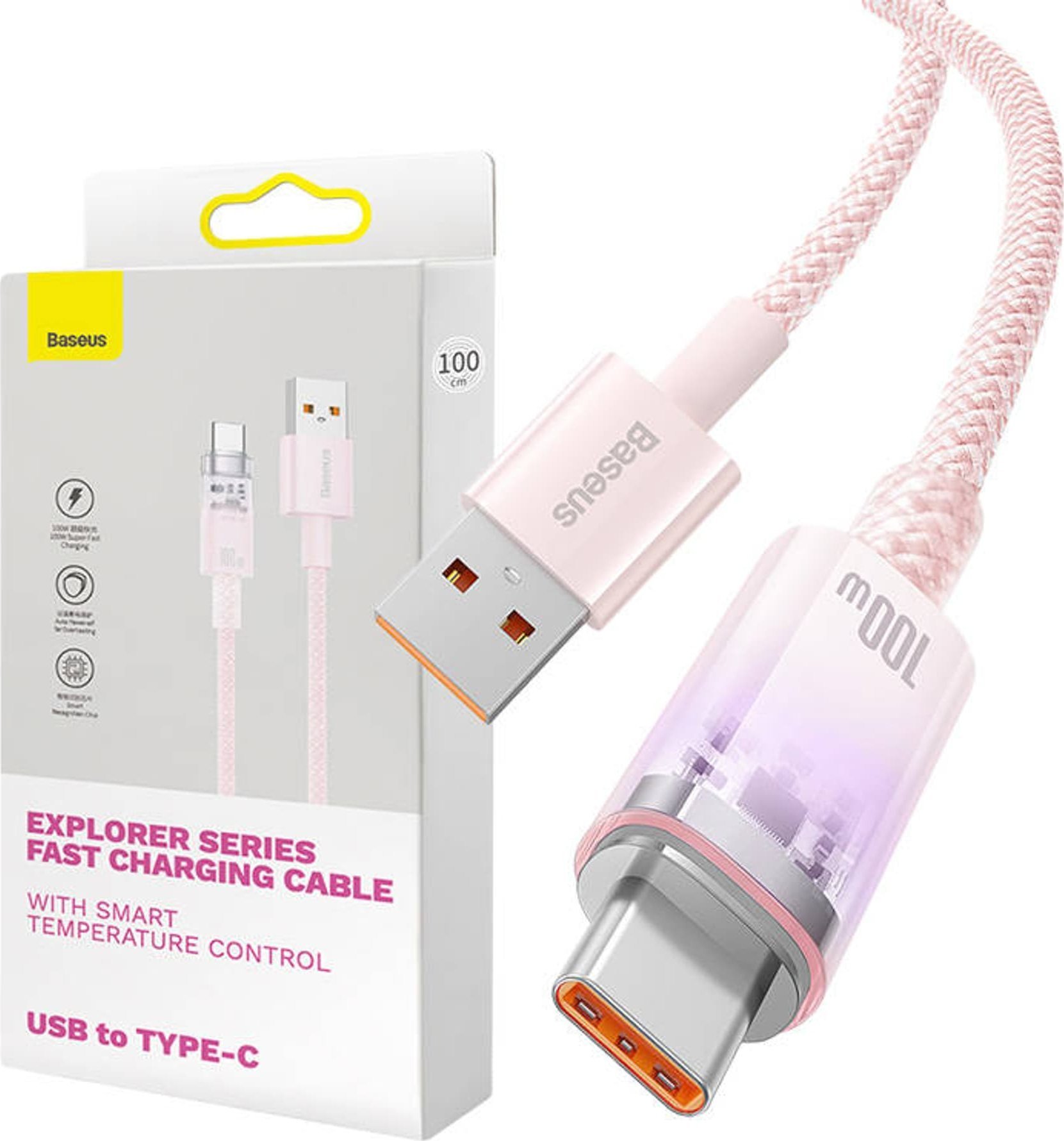 Cablu USB Baseus Cablu de încărcare rapidă Baseus USB la USB-C 6A,1m (roz)