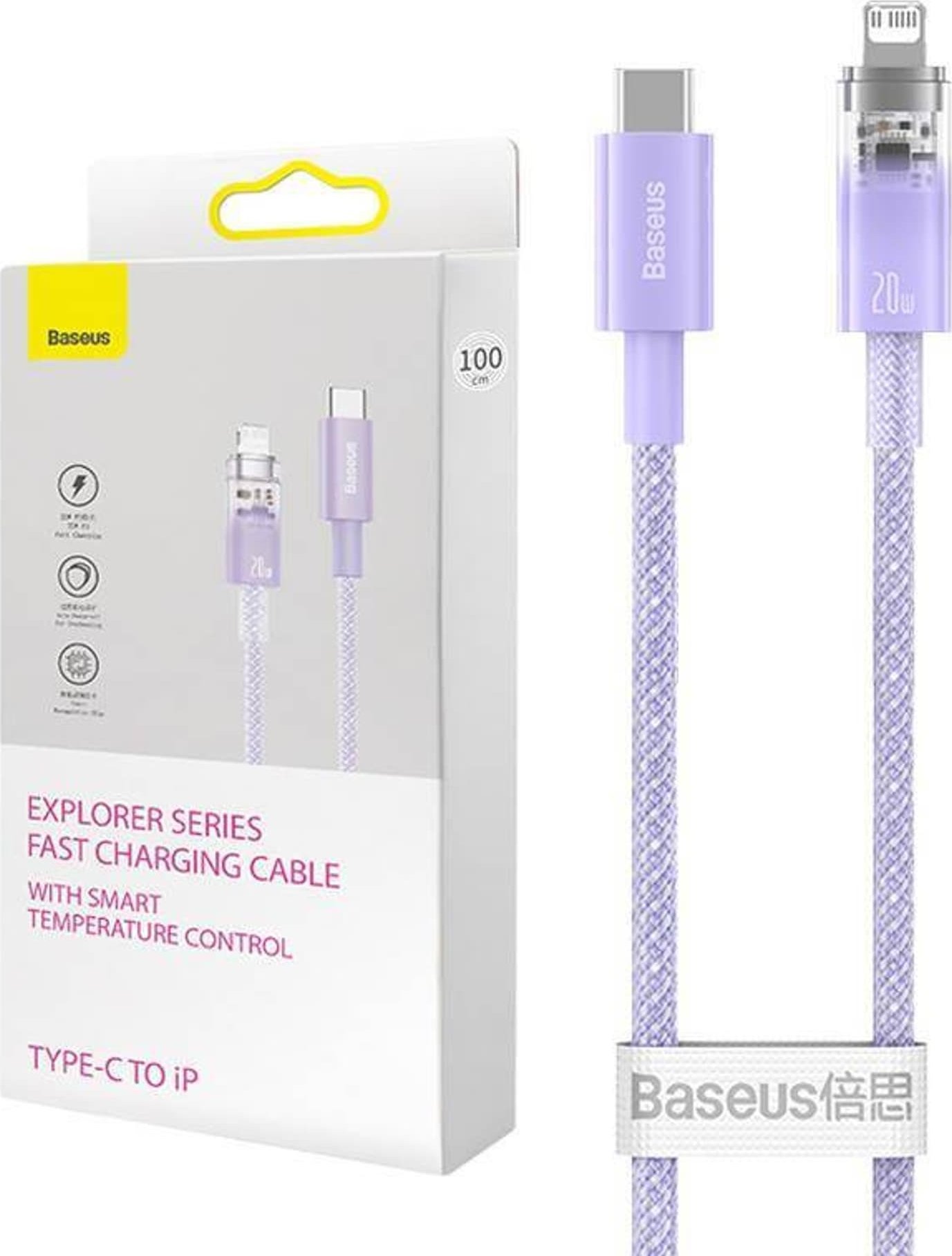 Cablu USB Baseus Cablu de încărcare rapidă Baseus USB-C pentru seria Lightning Explorer 1m, 20W (violet)