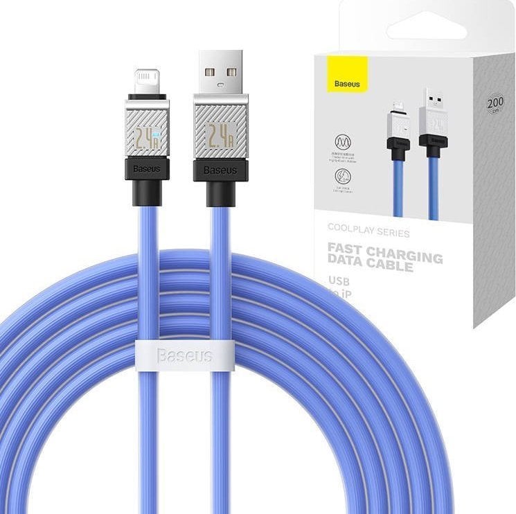 Cablu USB Baseus Cablu de încărcare rapidă Baseus USB-A pentru Lightning CoolPlay Series 2m, 2.4A (albastru)