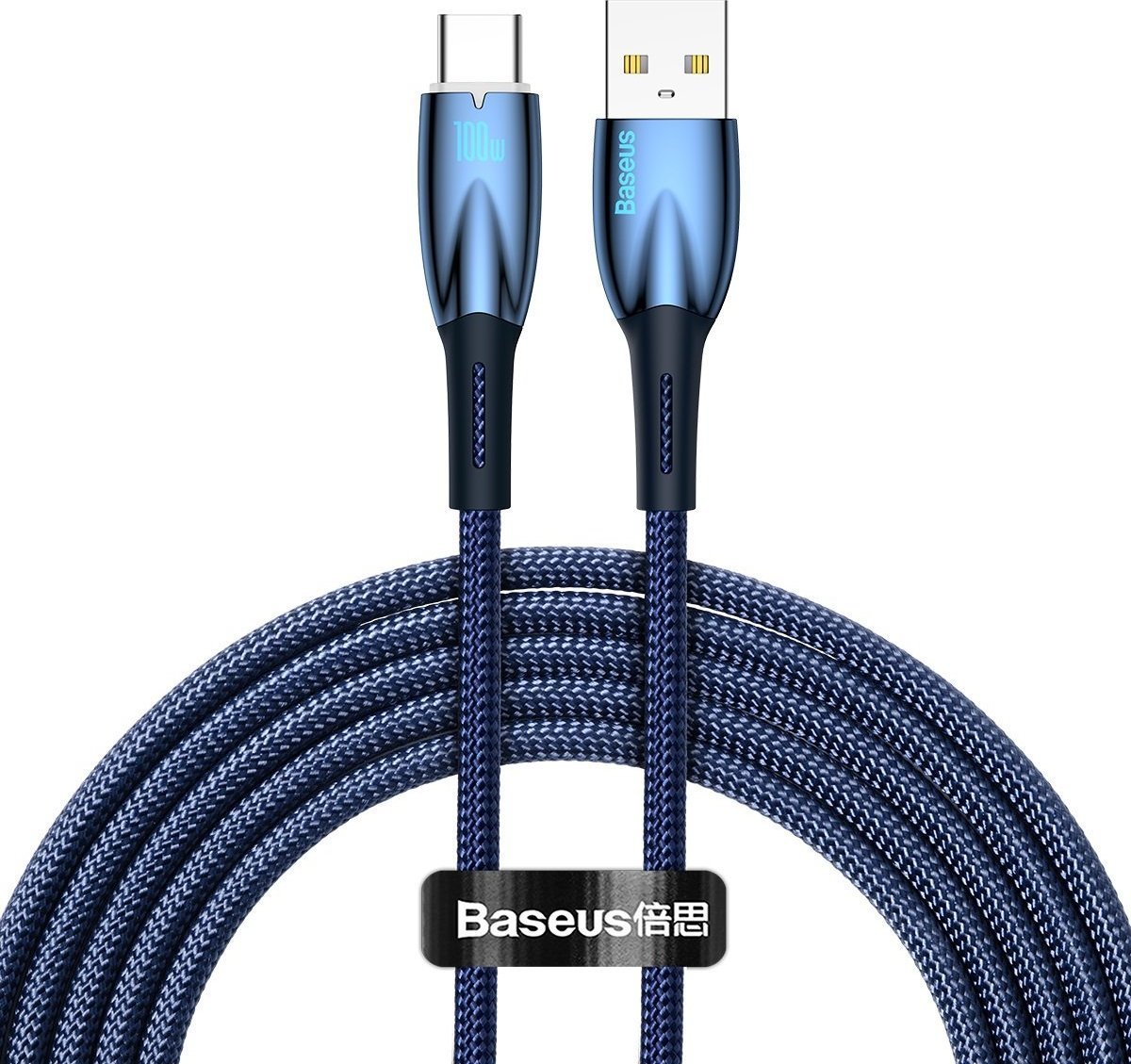 Cablu USB Baseus Cablu USB la USB-C Baseus Glimmer, 100 W, 2 m (albastru)