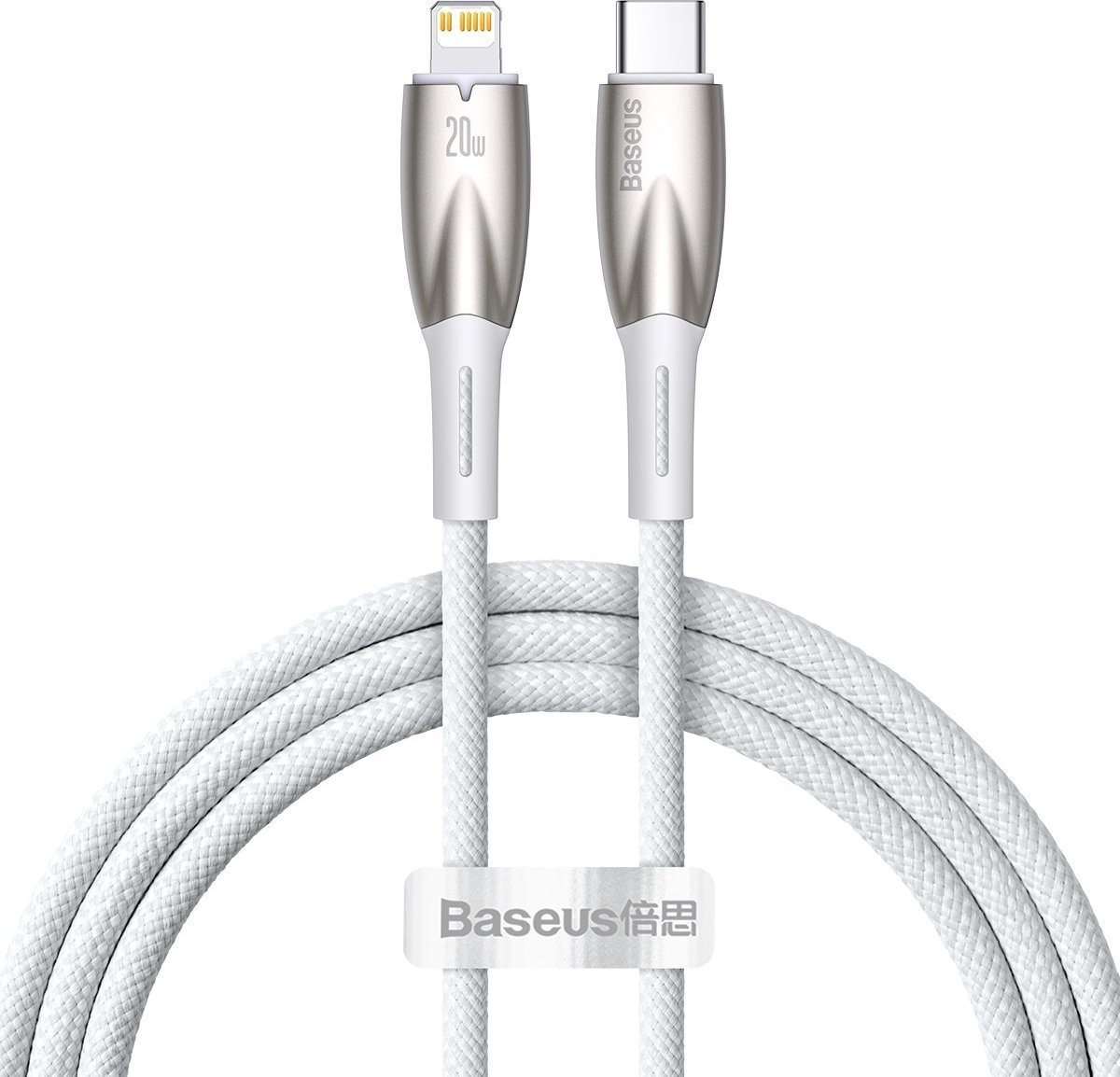 Cablu USB Baseus Cablu USB-C Baseus Glimmer la Lightning, 20W, 1m (alb)