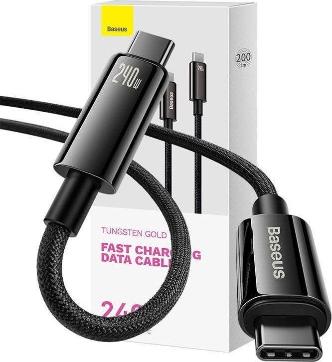 Cablu USB Baseus Cablu USB-C la USB-C Baseus Tungsten Gold 240W 2 m (negru)